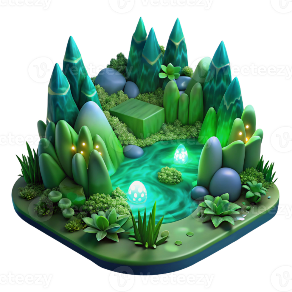 vibrant rustic A lush, green valley teeming with bioluminescent flora, illuminated by moonlight, in a hyperrealistic style with intricate detail high resolution png