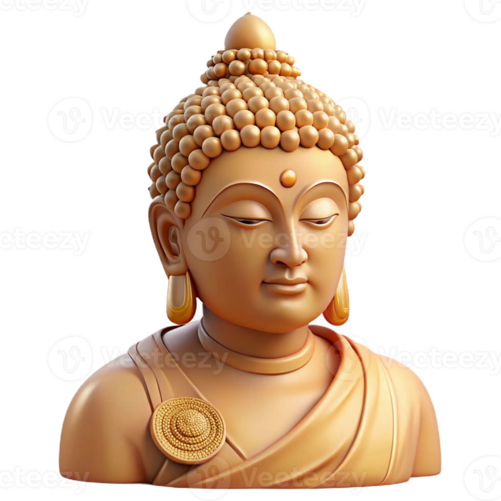 wonderful creative A portrait of a serene Buddha statue with intricate carvings, soft golden lighting, spiritual art style genuine png