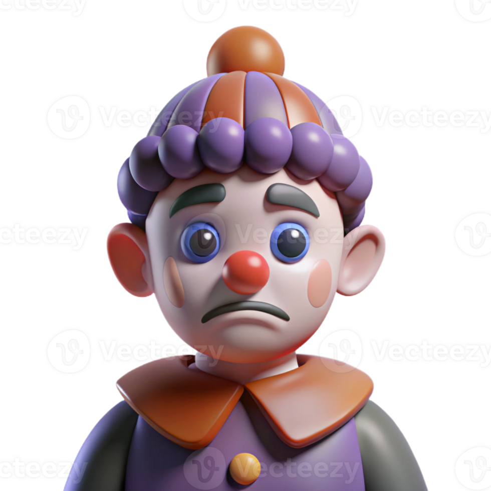 elegant rustic A portrait of a melancholic clown with sad eyes, dim spotlighting, surreal style 4K png