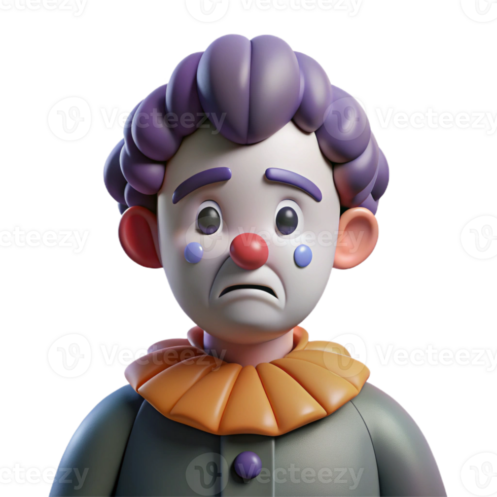 extraordinary vintage A portrait of a melancholic clown with sad eyes, dim spotlighting, surreal style genuine png