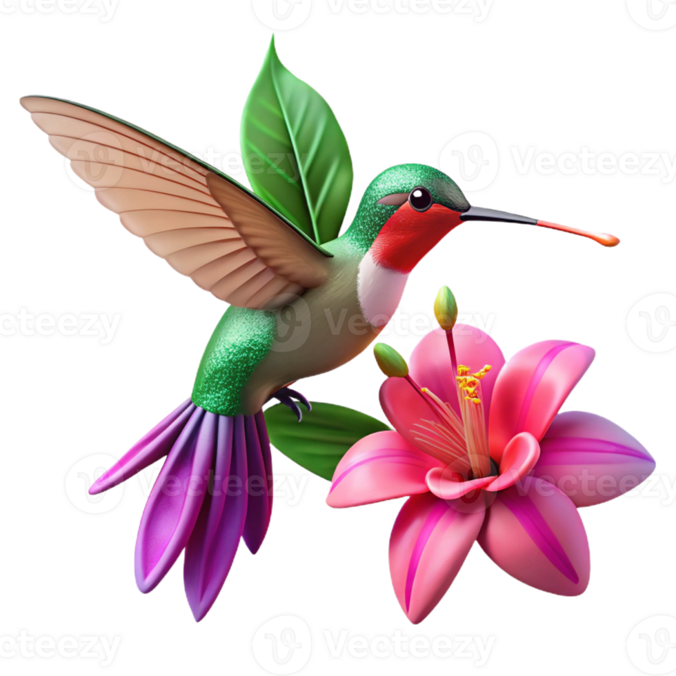 beautiful vintage A tiny hummingbird hovering near a vibrant fuchsia flower, wings a blur, captured in macro photography with shallow depth of field and soft lighting authentic png