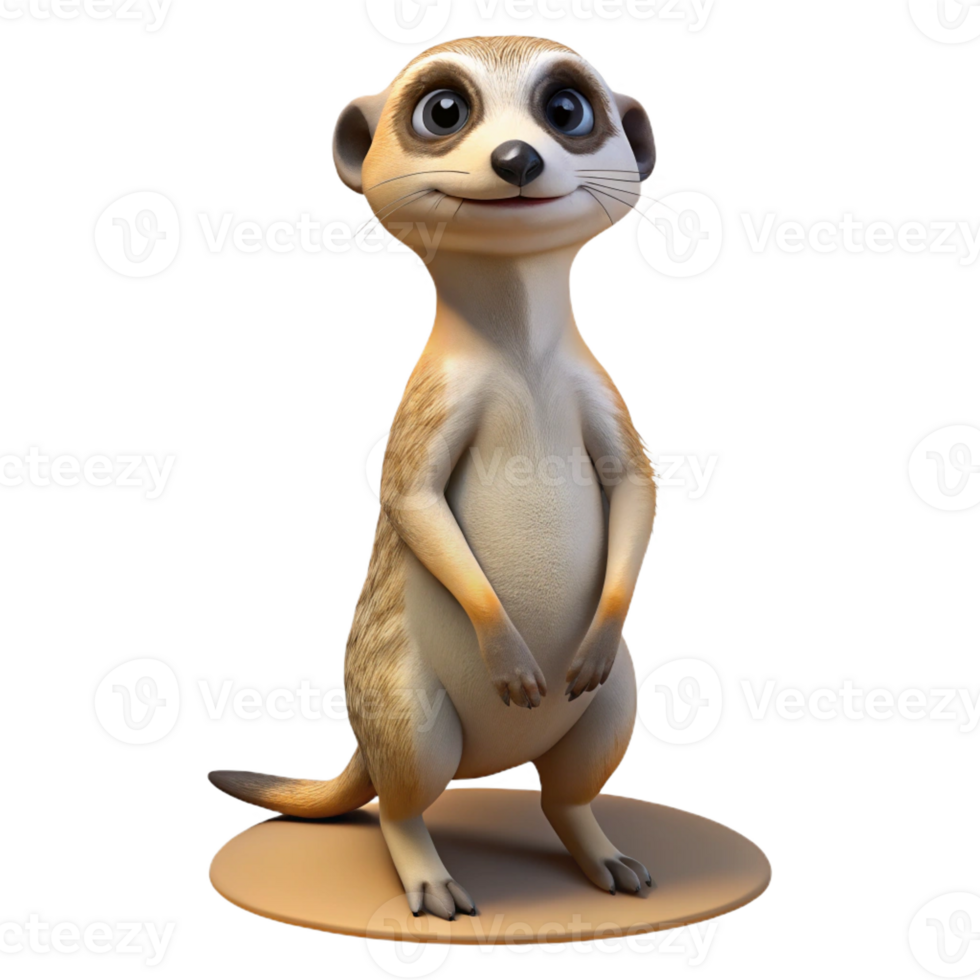 vibrant artistic A curious meerkat standing on its hind legs in the desert, alert and inquisitive, depicted in a photorealistic style with sharp focus and natural lighting high resolution png