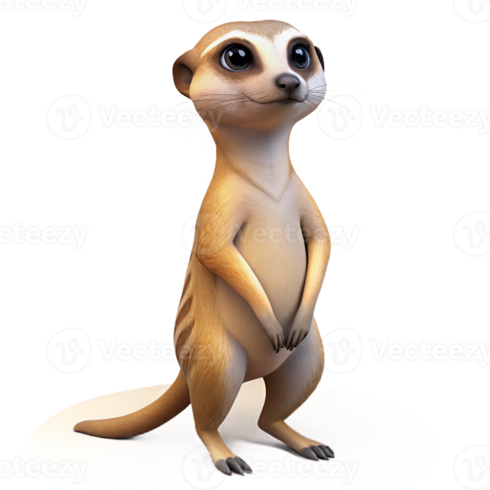 vibrant classic A curious meerkat standing on its hind legs in the desert, alert and inquisitive, depicted in a photorealistic style with sharp focus and natural lighting authentic png