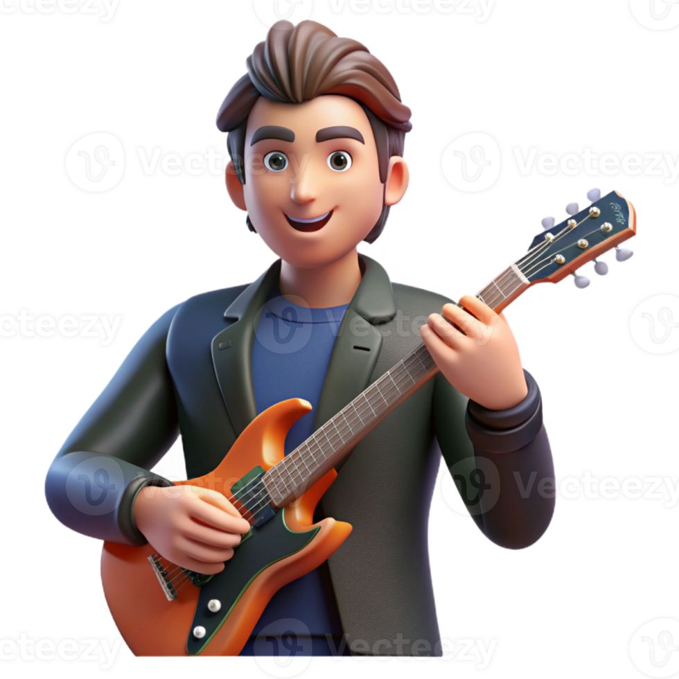 vibrant rustic A portrait of a charismatic rockstar with a guitar, dynamic stage lighting, concert photography style original png