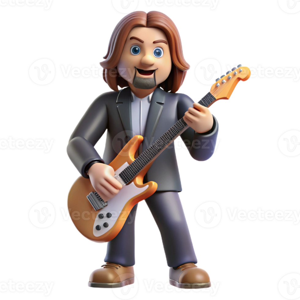 serene artistic A portrait of a charismatic rockstar with a guitar, dynamic stage lighting, concert photography style authentic png