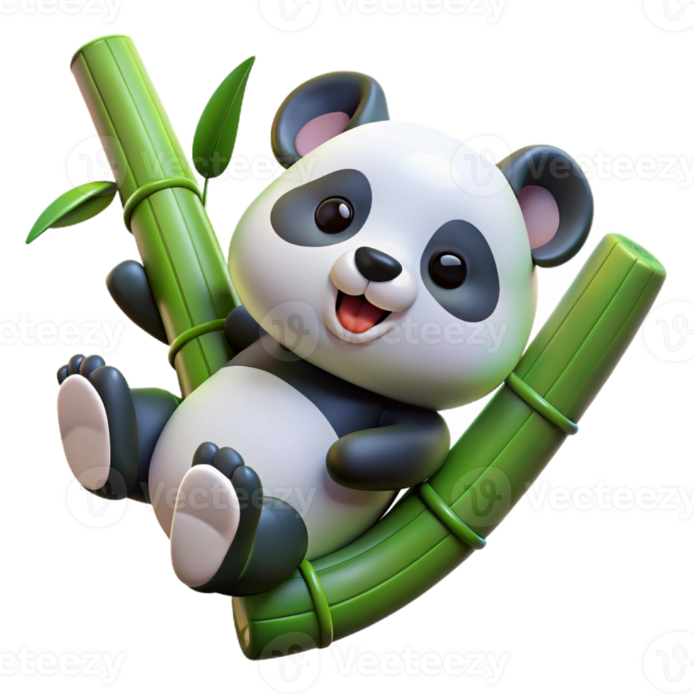extraordinary classic A playful panda cub rolling around in bamboo leaves, sunlight dappling the forest floor, illustrated in a cute, anime style authentic png