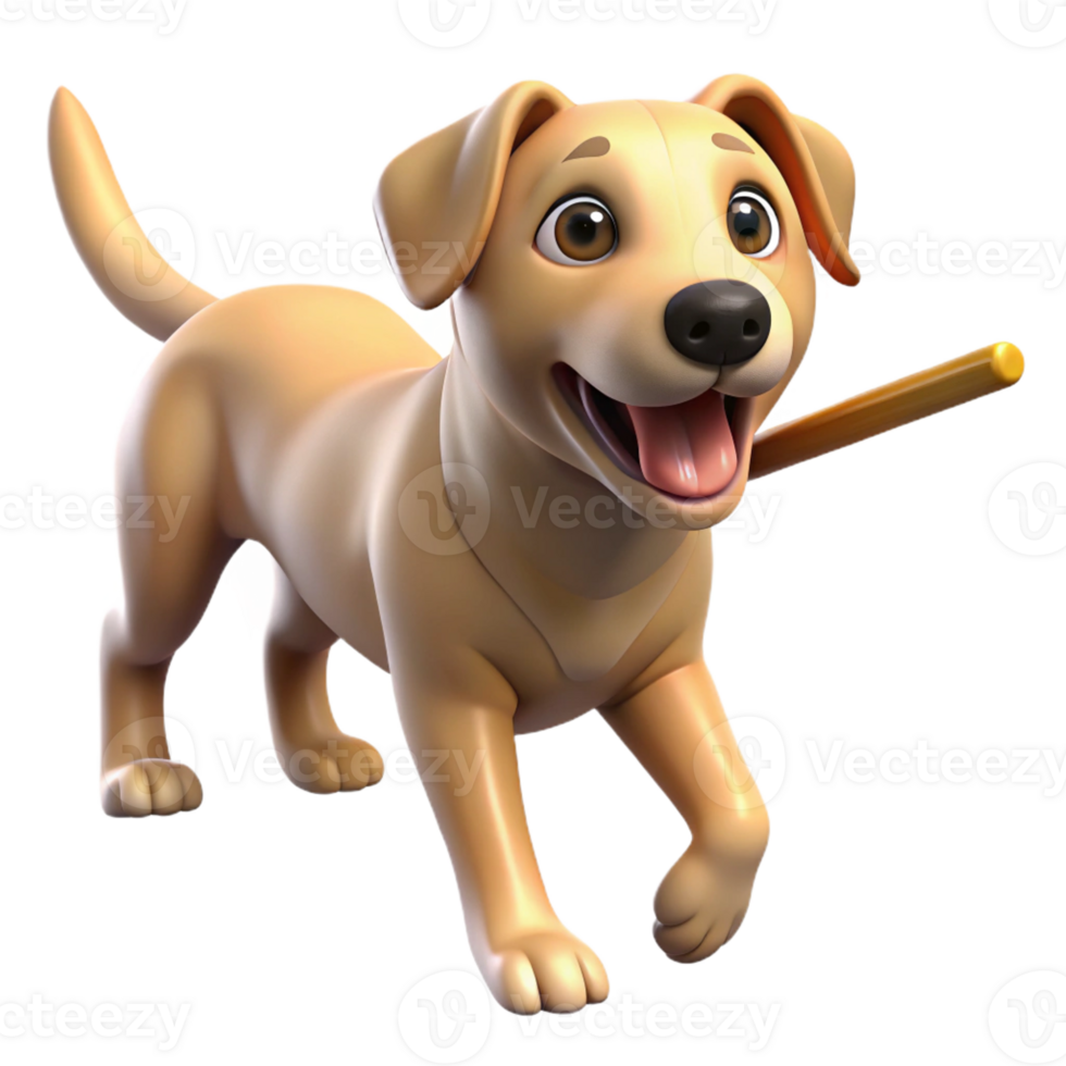 stunning modern A loyal dog fetching a stick in a green park, bright sunlight, photorealistic style genuine png
