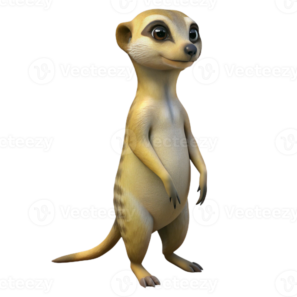 wonderful creative A curious meerkat standing on its hind legs, desert lighting, nature photography style professional png