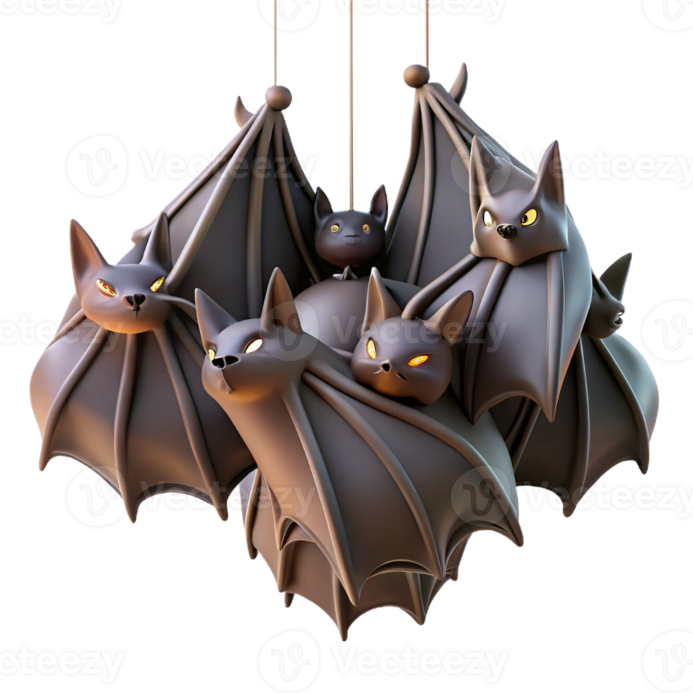 wonderful vintage A colony of bats hanging upside down in a dark cave, chiaroscuro lighting, gothic style high quality png