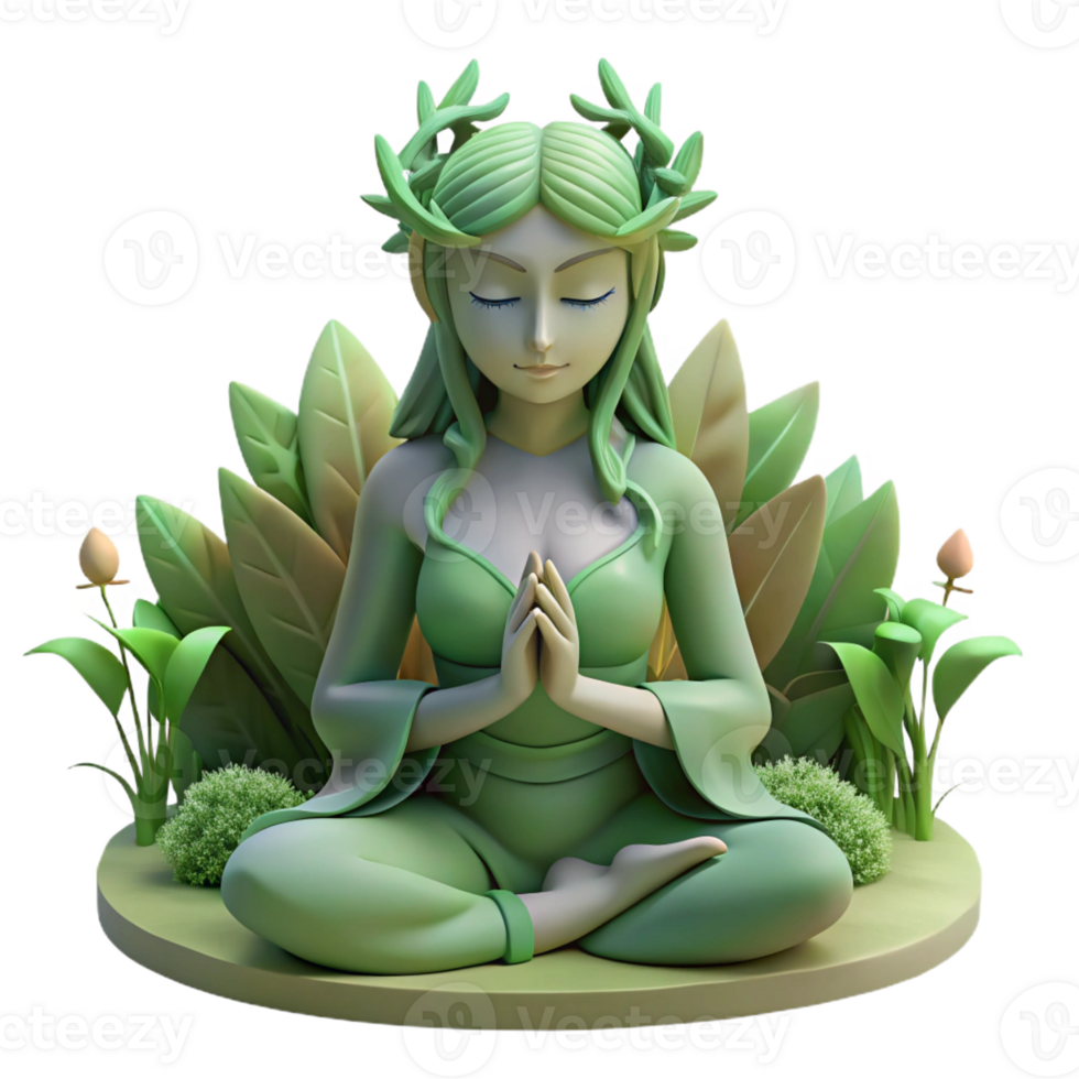 impressive minimalist A serene dryad meditating in a sunlit forest glade, soft, diffused lighting, Pre-Raphaelite style, intricate details in the foliage high quality png