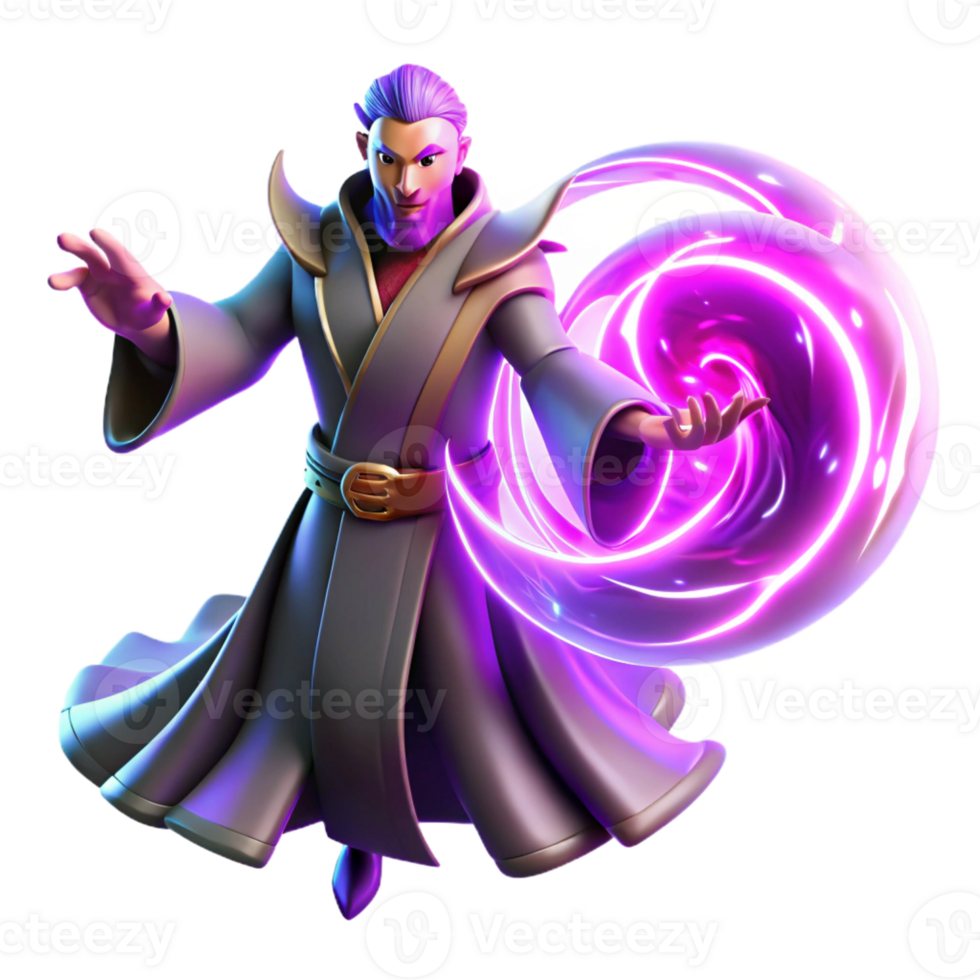 stunning modern A powerful sorcerer summoning a swirling vortex of energy, vibrant neon lighting, cyberpunk style premium png