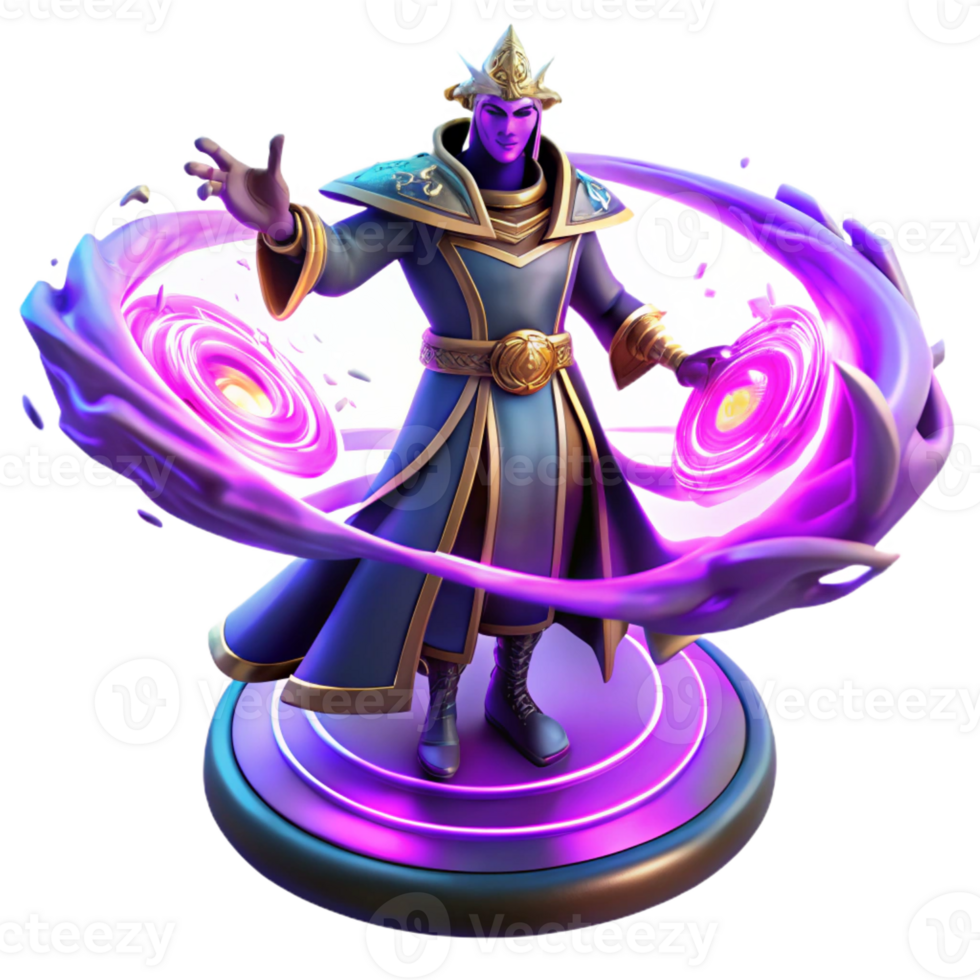 serene classic A powerful sorcerer summoning a swirling vortex of energy, vibrant neon lighting, cyberpunk style high quality png