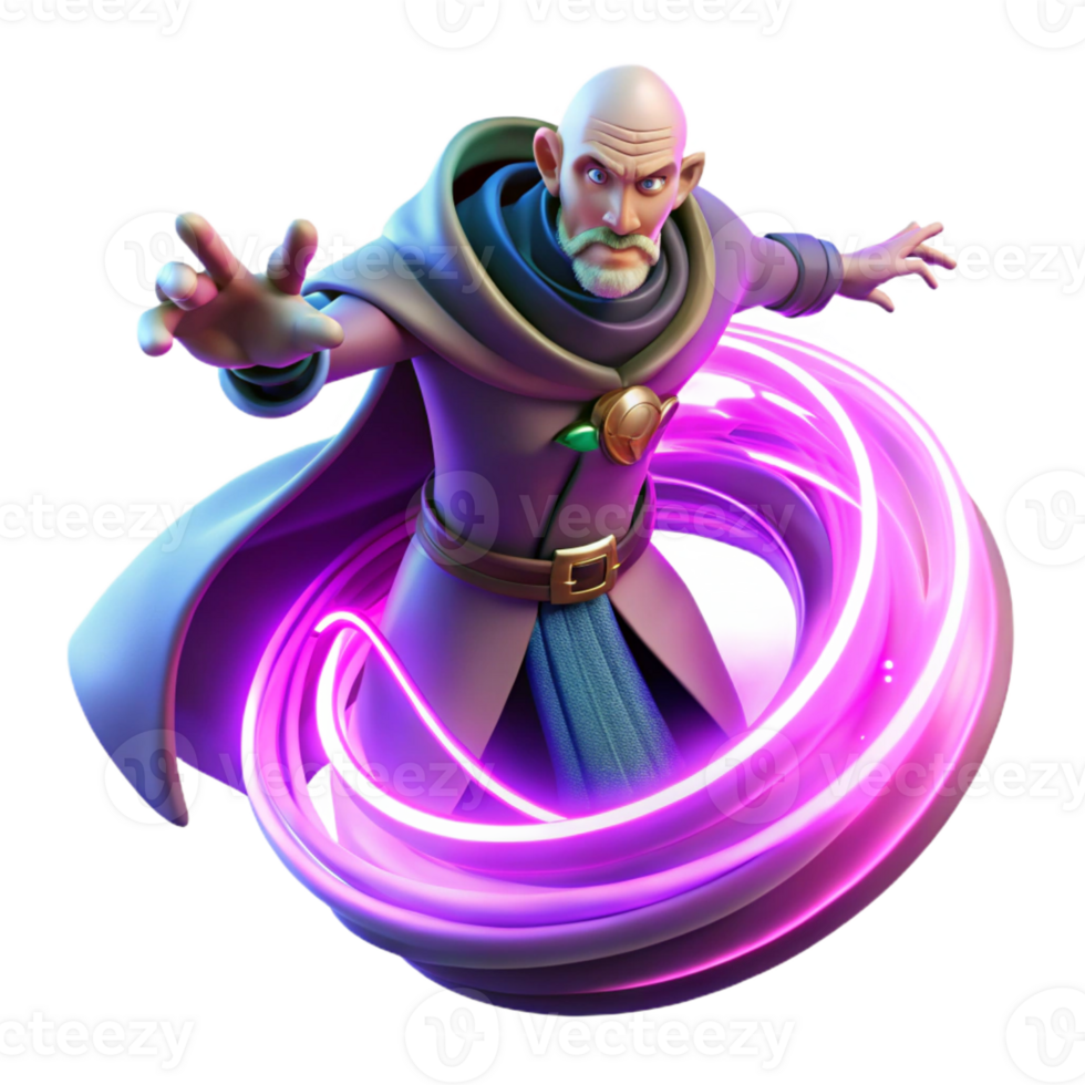 dramatic vintage A powerful sorcerer summoning a swirling vortex of energy, vibrant neon lighting, cyberpunk style genuine png