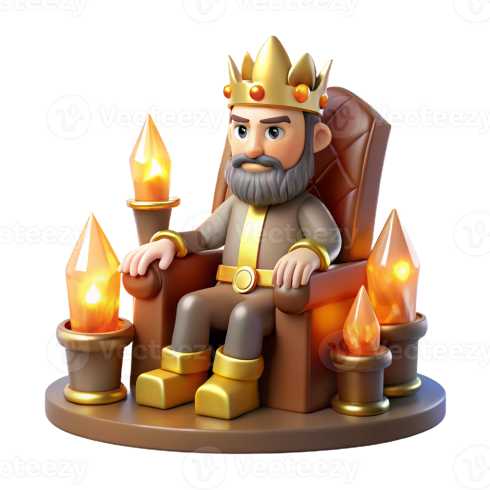 serene traditional A stoic dwarf king sitting on a throne of carved gemstones, warm candlelight, Rembrandt style professional png