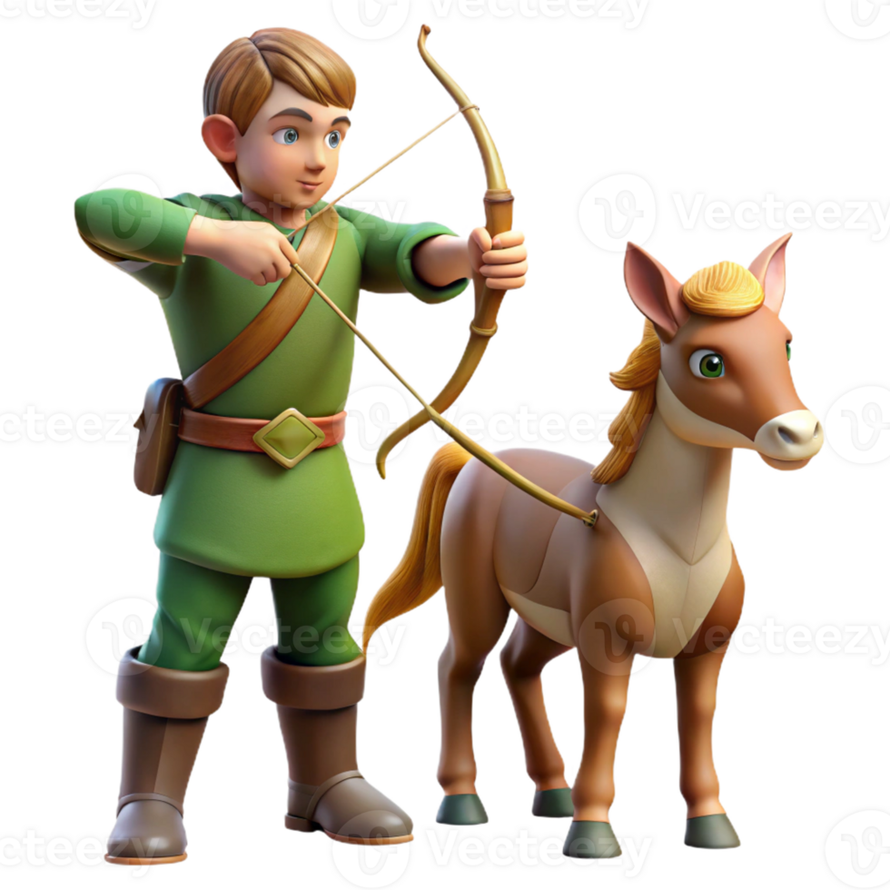 extraordinary contemporary A wise centaur teaching archery to a young elf, warm afternoon light, Renaissance style premium png