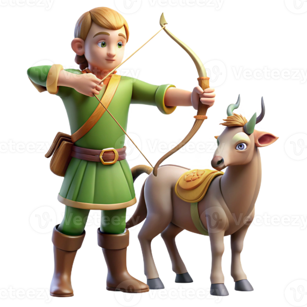 magnificent creative A wise centaur teaching archery to a young elf, warm afternoon light, Renaissance style exclusive png