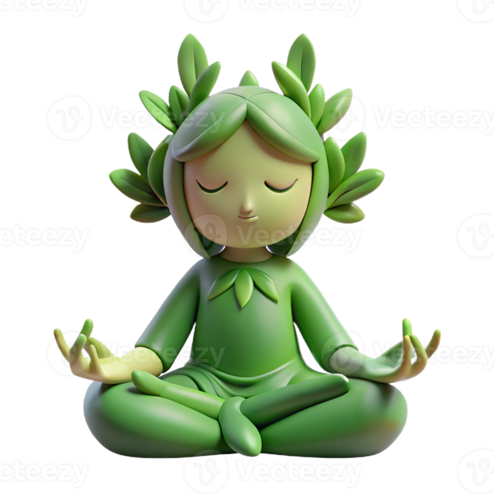 vibrant rustic A serene forest spirit meditating in a hidden grove, soft green lighting, nature photography style premium png