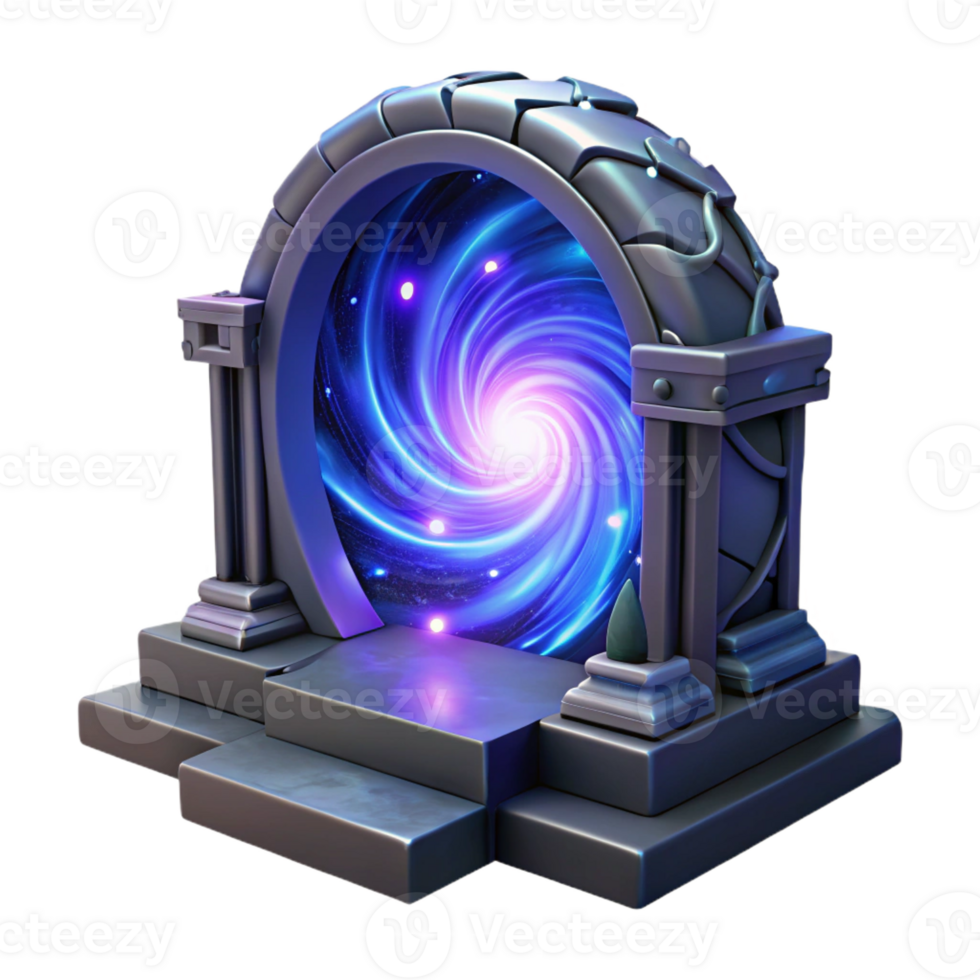 elegant minimalist A mysterious portal opening to another dimension, swirling energy lighting, science fiction style authentic png