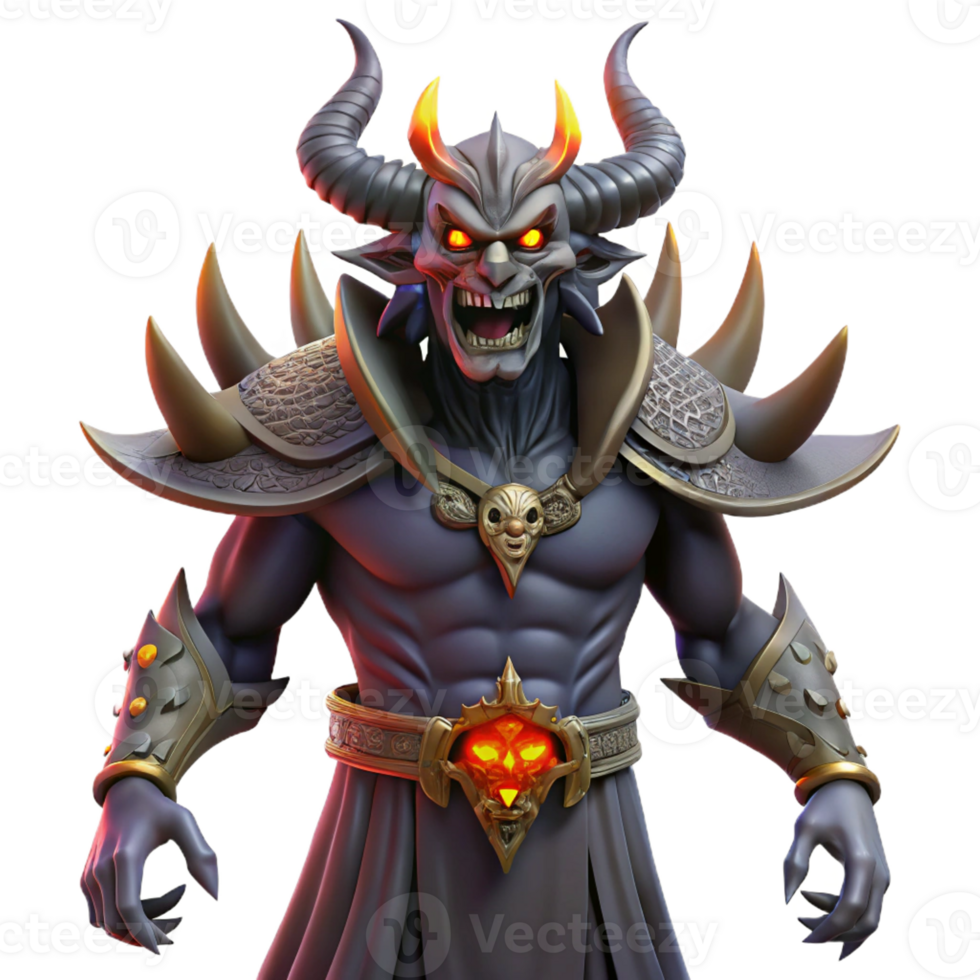 wonderful creative A fearsome demon lord commanding his legions, hellish lighting, dark fantasy style premium png