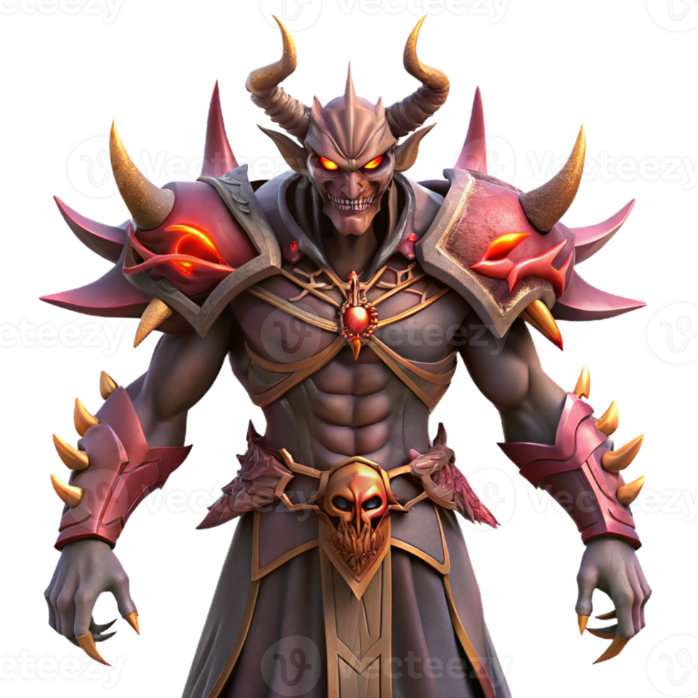 stunning minimalist A fearsome demon lord commanding his legions, hellish lighting, dark fantasy style original png