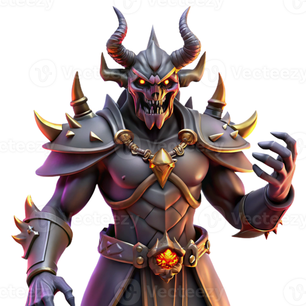 dramatic modern A fearsome demon lord commanding his legions, hellish lighting, dark fantasy style high quality png