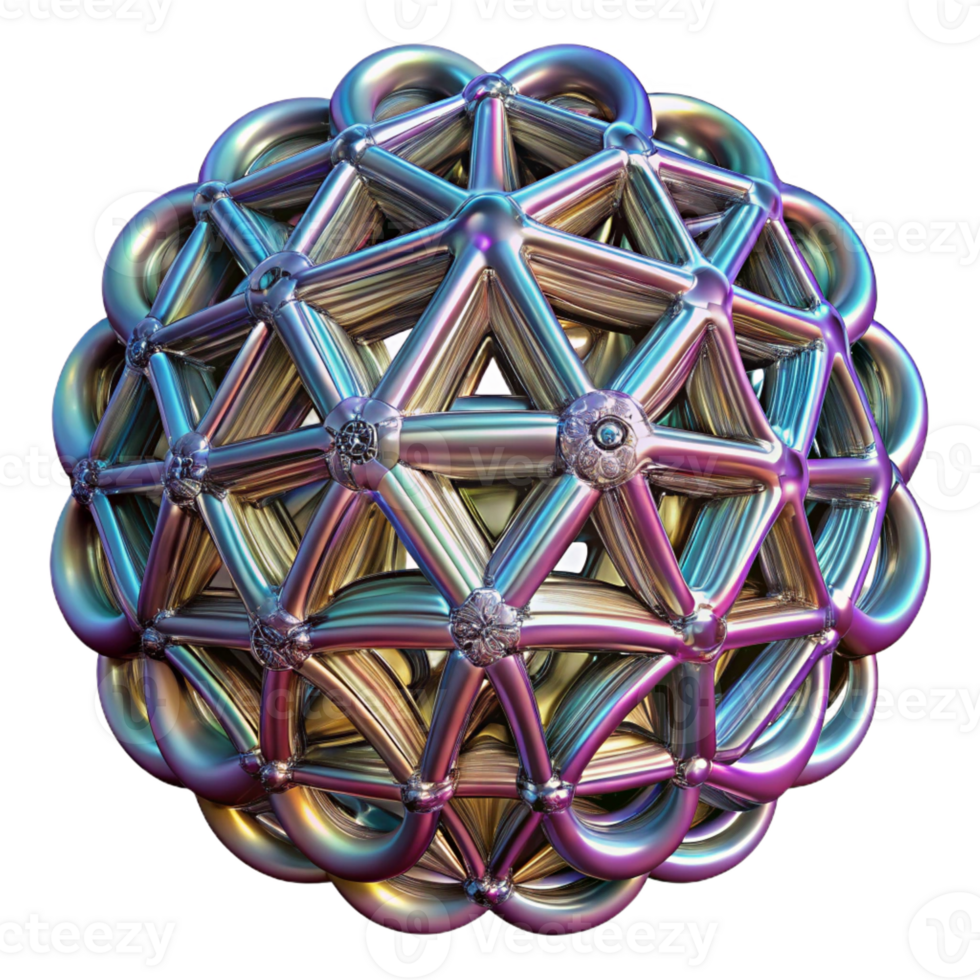 elegant minimalist A network of intricate, fractal patterns etched onto a metallic surface, reflecting a rainbow of colors, under harsh, directional light 4K png