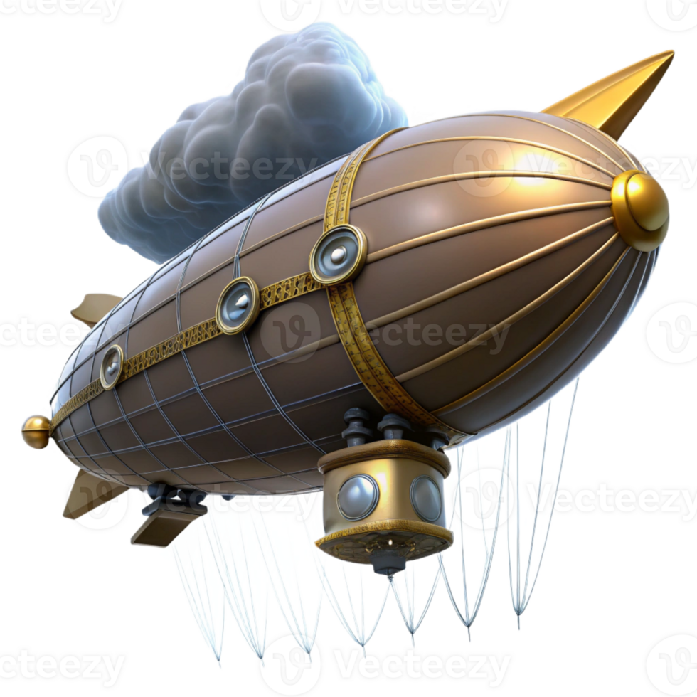 wonderful abstract A majestic steampunk zeppelin soaring through a stormy sky, illuminated by flashes of lightning authentic png