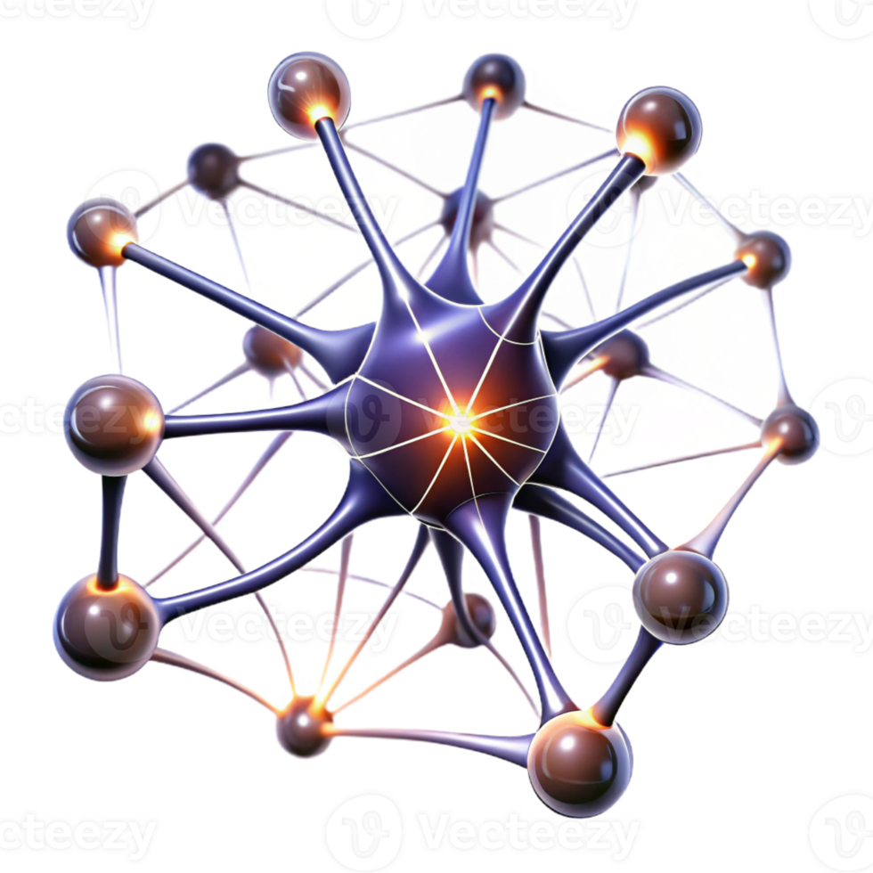 stunning traditional A network of interconnected neurons firing electrical impulses, visualized as glowing lines, under a dark, moody light professional png