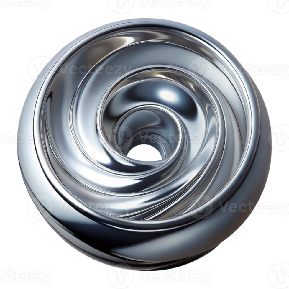 elegant contemporary A swirling vortex of liquid metal, chrome and silver, illuminated by a single, sharp spotlight from below original png
