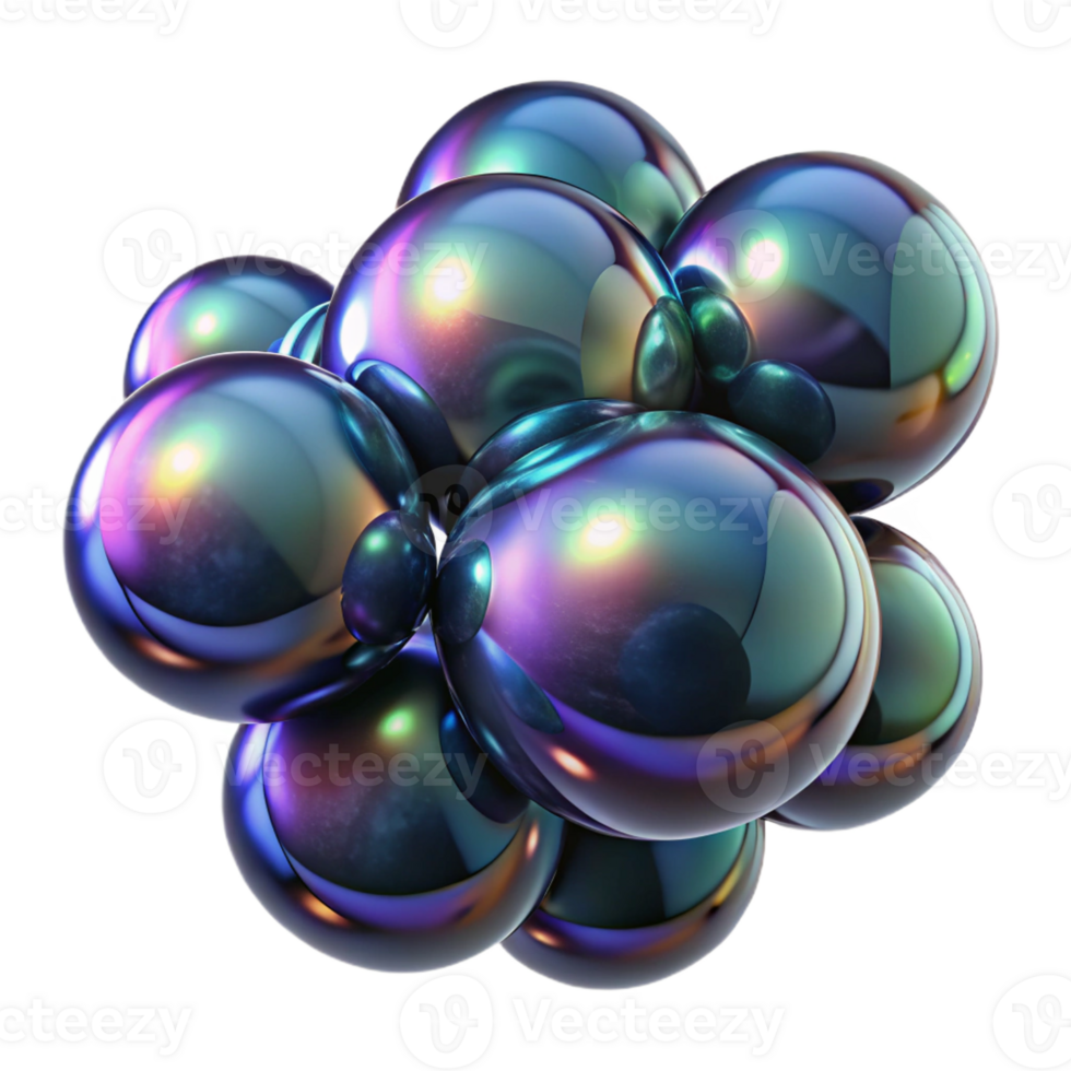 elegant rustic A cluster of iridescent soap bubbles floating in a dark void, reflecting distorted images of abstract patterns high quality png