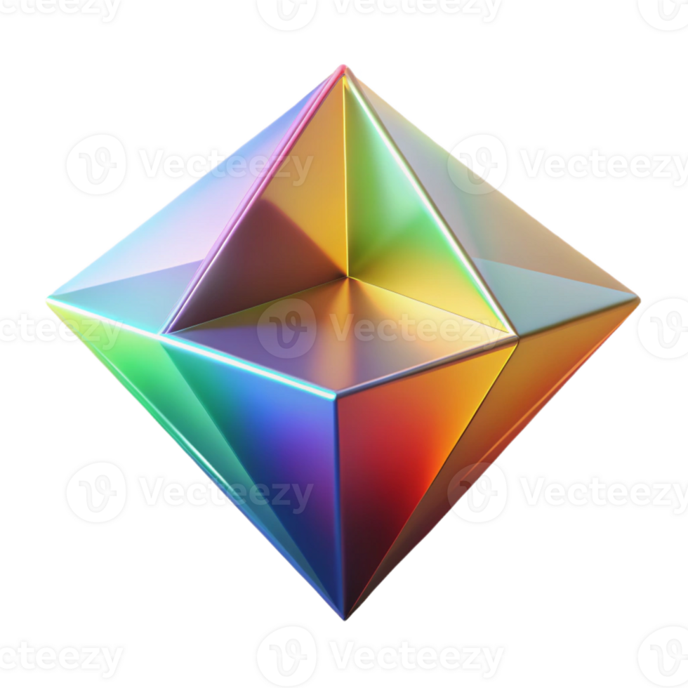 elegant creative A field of floating, geometric prisms, refracting light into a spectrum of colors, with sharp, defined edges and a minimalist aesthetic professional png