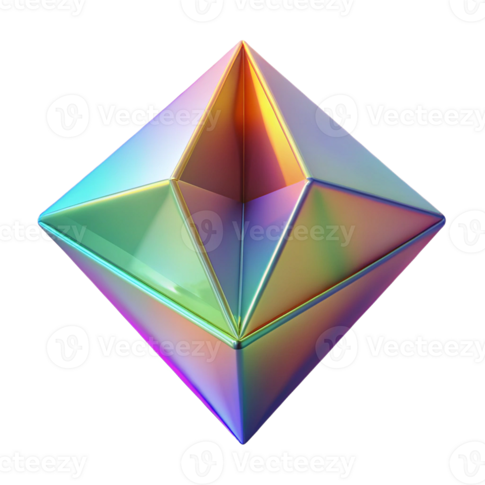 vibrant contemporary A field of floating, geometric prisms, refracting light into a spectrum of colors, with sharp, defined edges and a minimalist aesthetic authentic png
