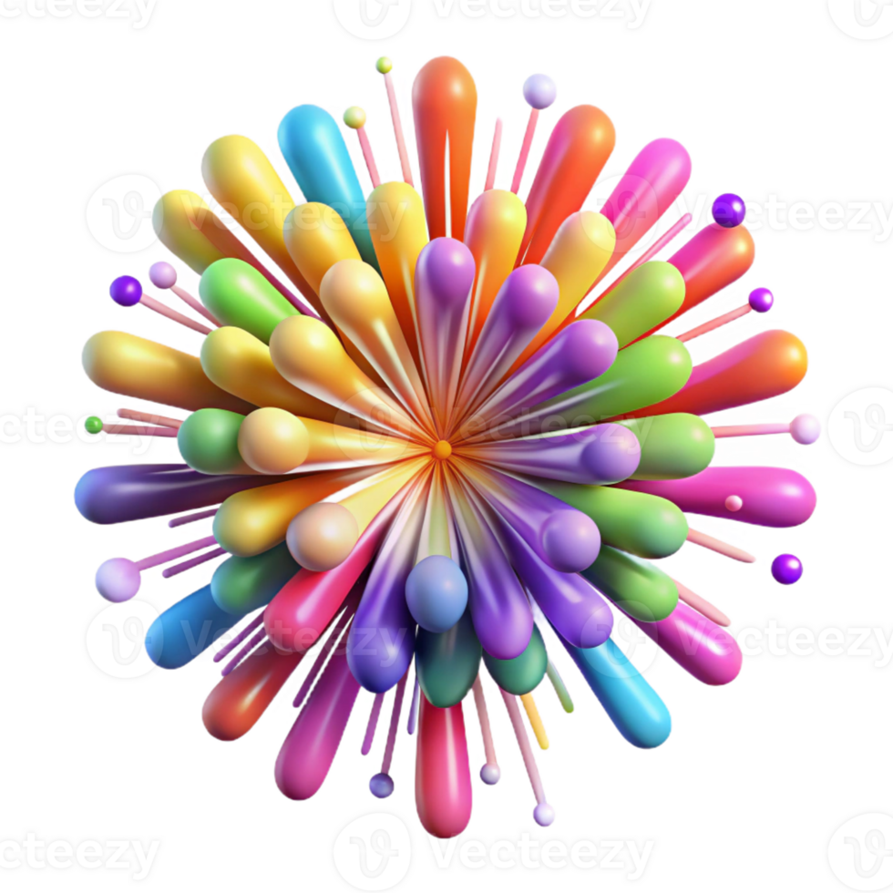 serene minimalist A dynamic explosion of colorful particles, resembling fireworks, with a high-energy composition and a celebratory atmosphere high quality png