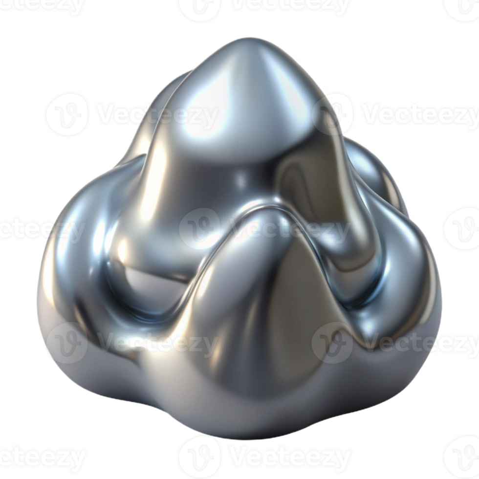 magnificent abstract Liquid silver forming amorphous shapes, reflecting a distorted image of a natural landscape, under a cool, silvery light premium png