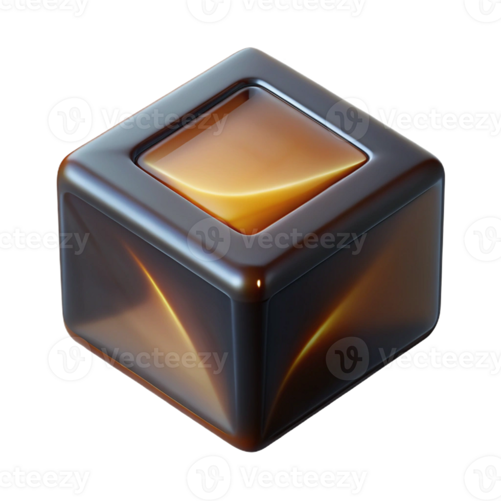 vibrant contemporary A single, levitating cube of polished onyx, emitting a subtle, internal glow, with sharp, defined edges and a minimalist aesthetic high quality png