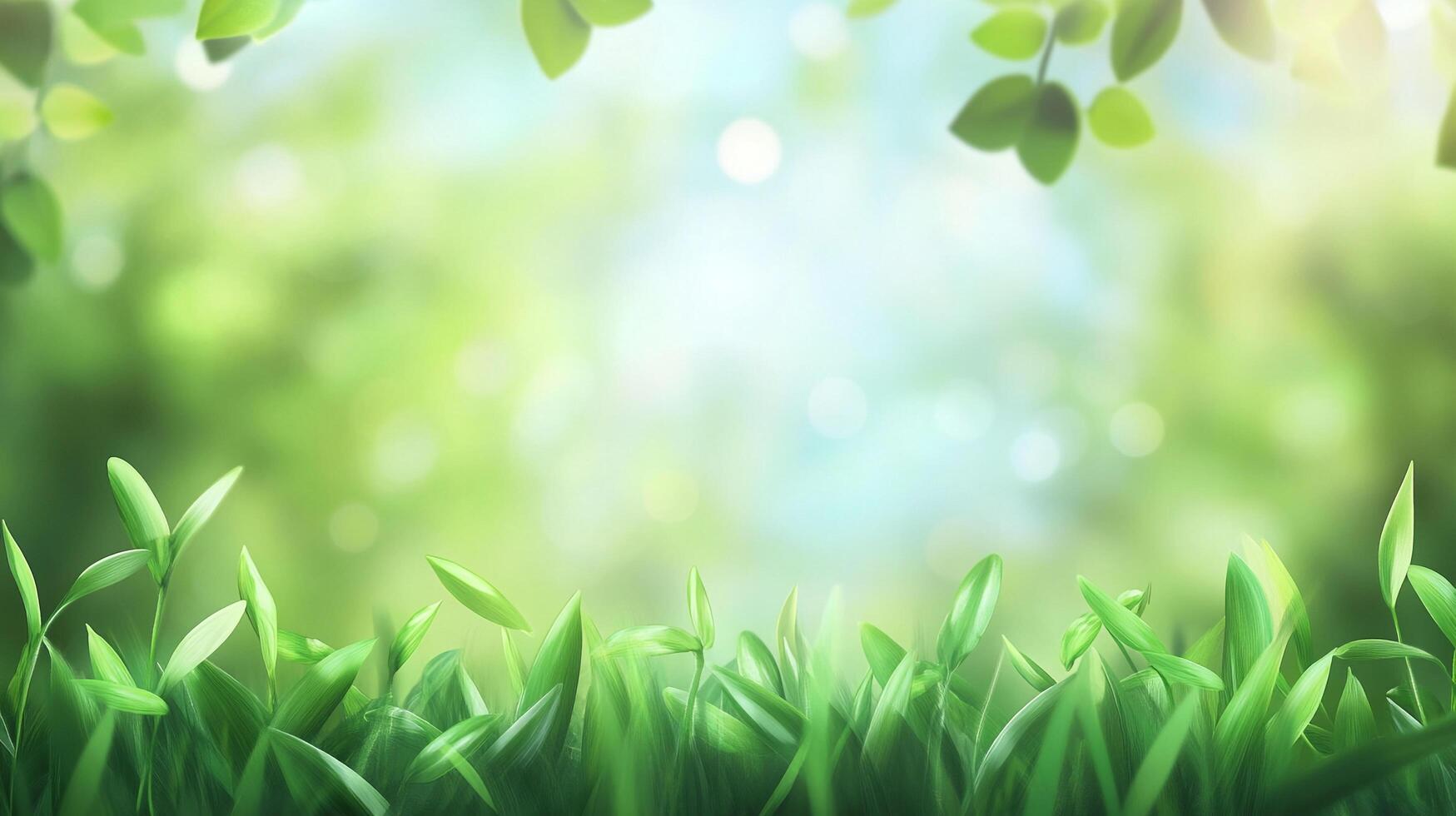 Lush green plants and leaves create a vibrant natural scene, evoking peace and tranquility. A calming, serene view in nature. photo