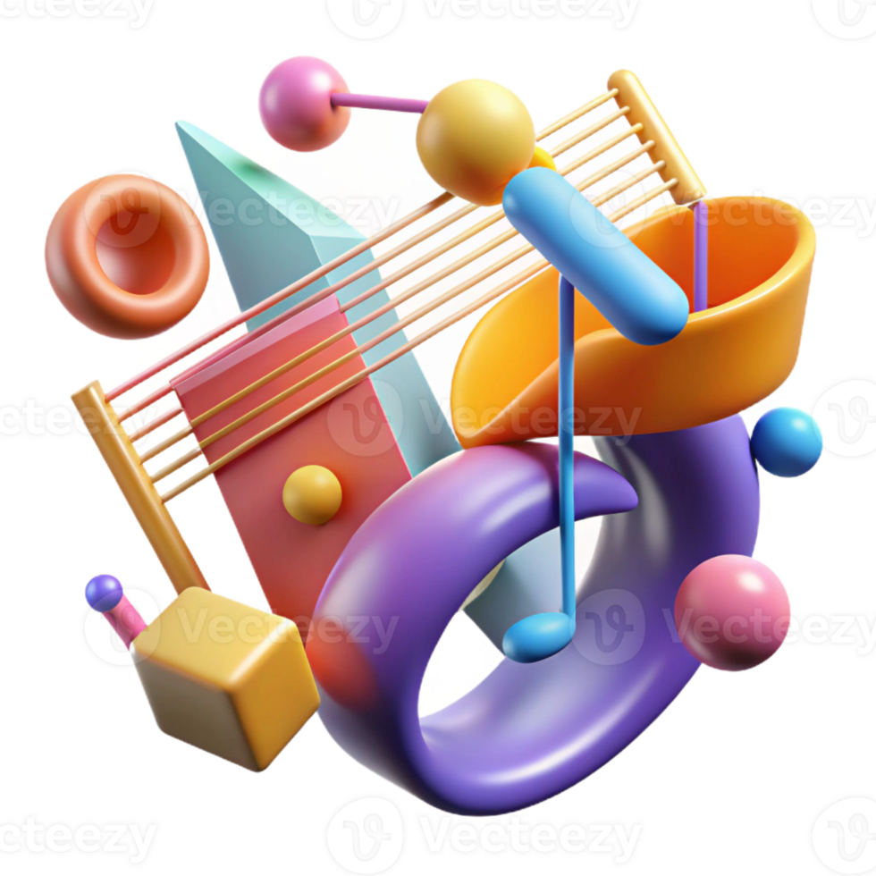 elegant minimalist An abstract representation of musical harmony, using flowing lines and geometric shapes, with a vibrant color palette and a harmonious composition authentic png