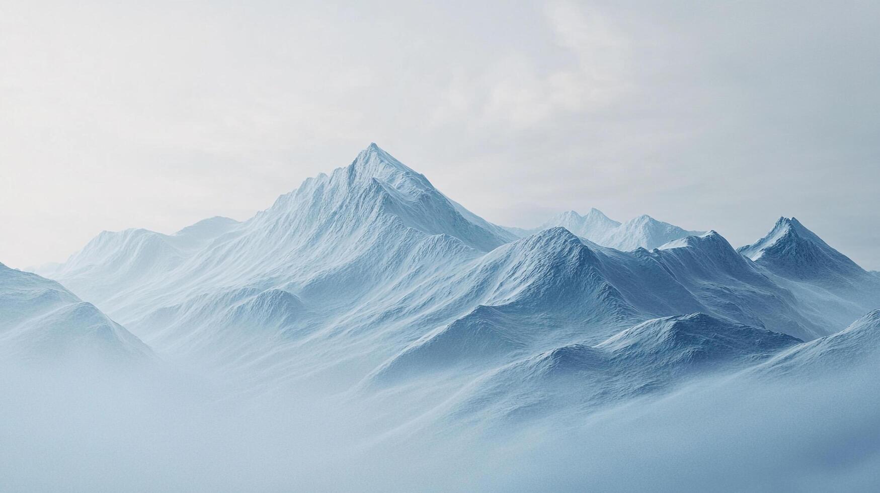 Icy mountain peaks pierce through the mist, a serene and majestic landscape. The snow-covered peaks create a stunning vista. photo