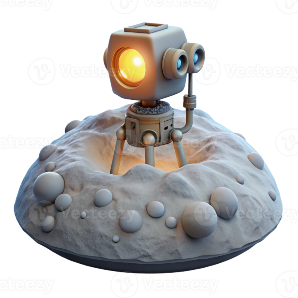 vibrant contemporary A lone, robotic probe, exploring the surface of a desolate, icy planet, illuminated by the faint light of a distant star. Photorealistic, minimalist style exclusive png