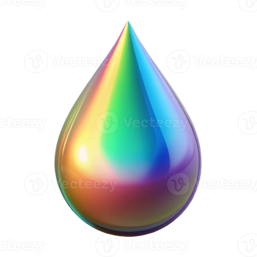 impressive modern A single, levitating teardrop of liquid crystal, refracting light into a spectrum of colors, under a single, focused light source high quality png