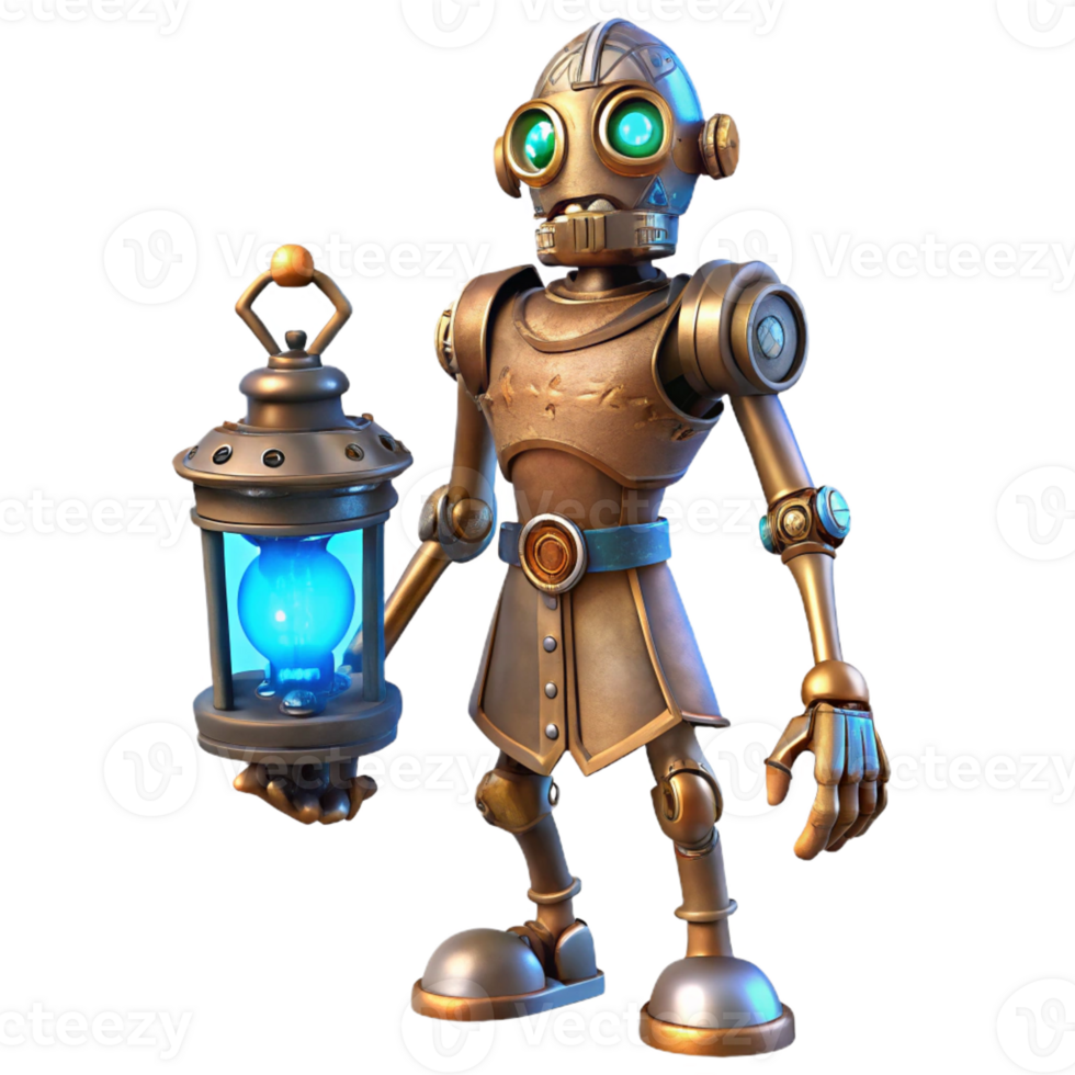 extraordinary abstract A lone steampunk cyborg, intricate clockwork limbs, glowing blue eyes, standing in a dusty attic, dimly lit by a single oil lamp exclusive png