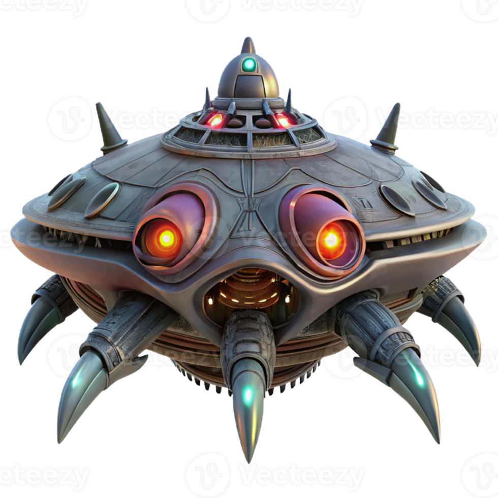 vibrant classic A massive, sentient spaceship, with glowing eyes and intricate, organic designs, traversing the cosmos. Surreal, biomechanical style exclusive png