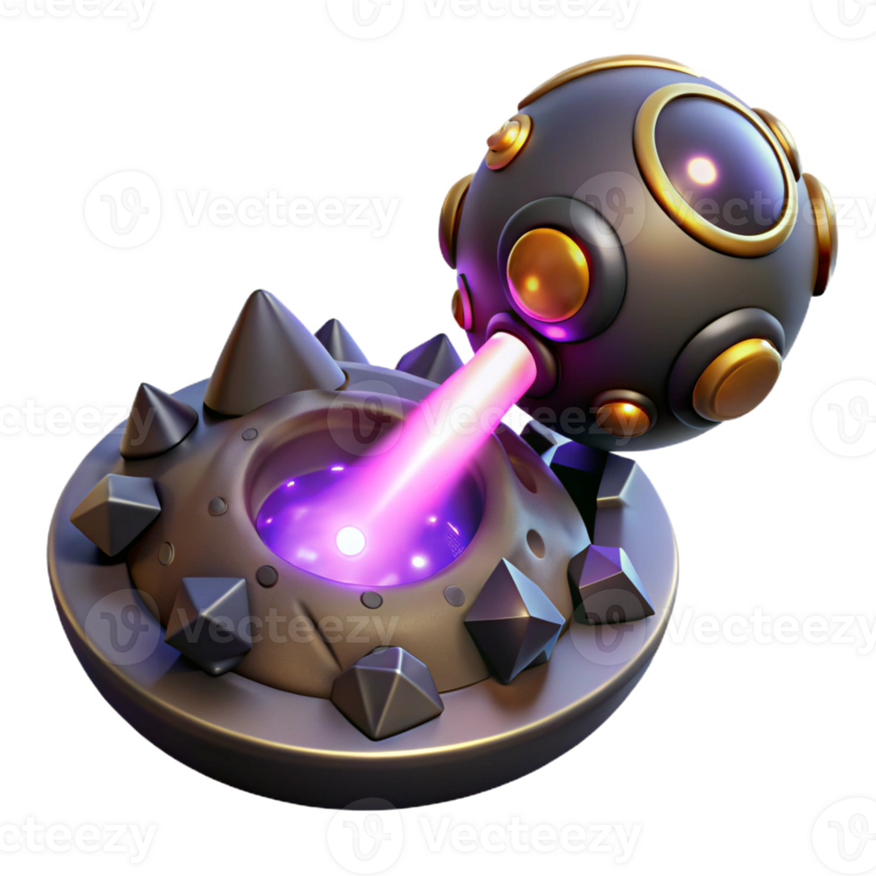 elegant contemporary A powerful, energy weapon, firing a beam of pure energy, illuminating a dark, alien landscape. Dynamic, explosive style high resolution png