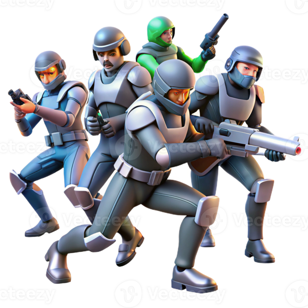 elegant creative A group of rebels, fighting against a tyrannical government in a futuristic city. Gritty, action-packed style high quality png