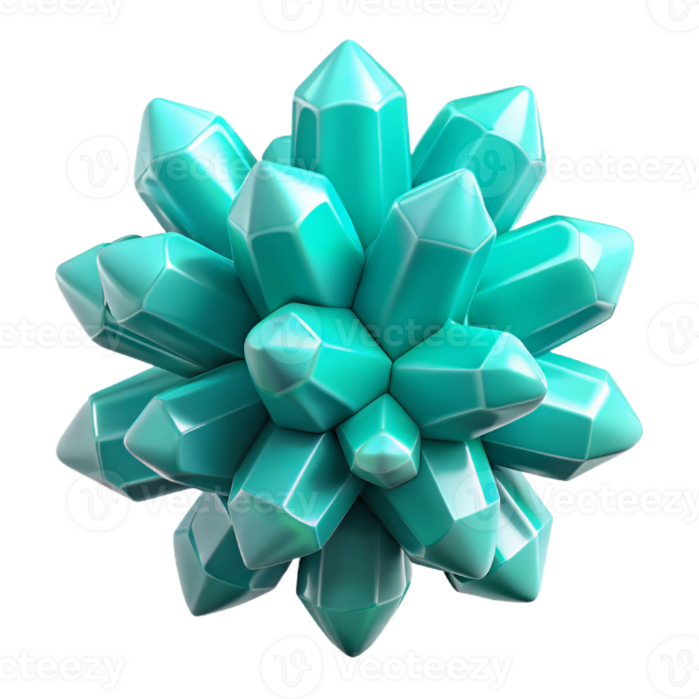 magnificent abstract A cluster of crystalline structures, radiating a soft, internal glow of turquoise, geometric abstract, low-poly style, premium png