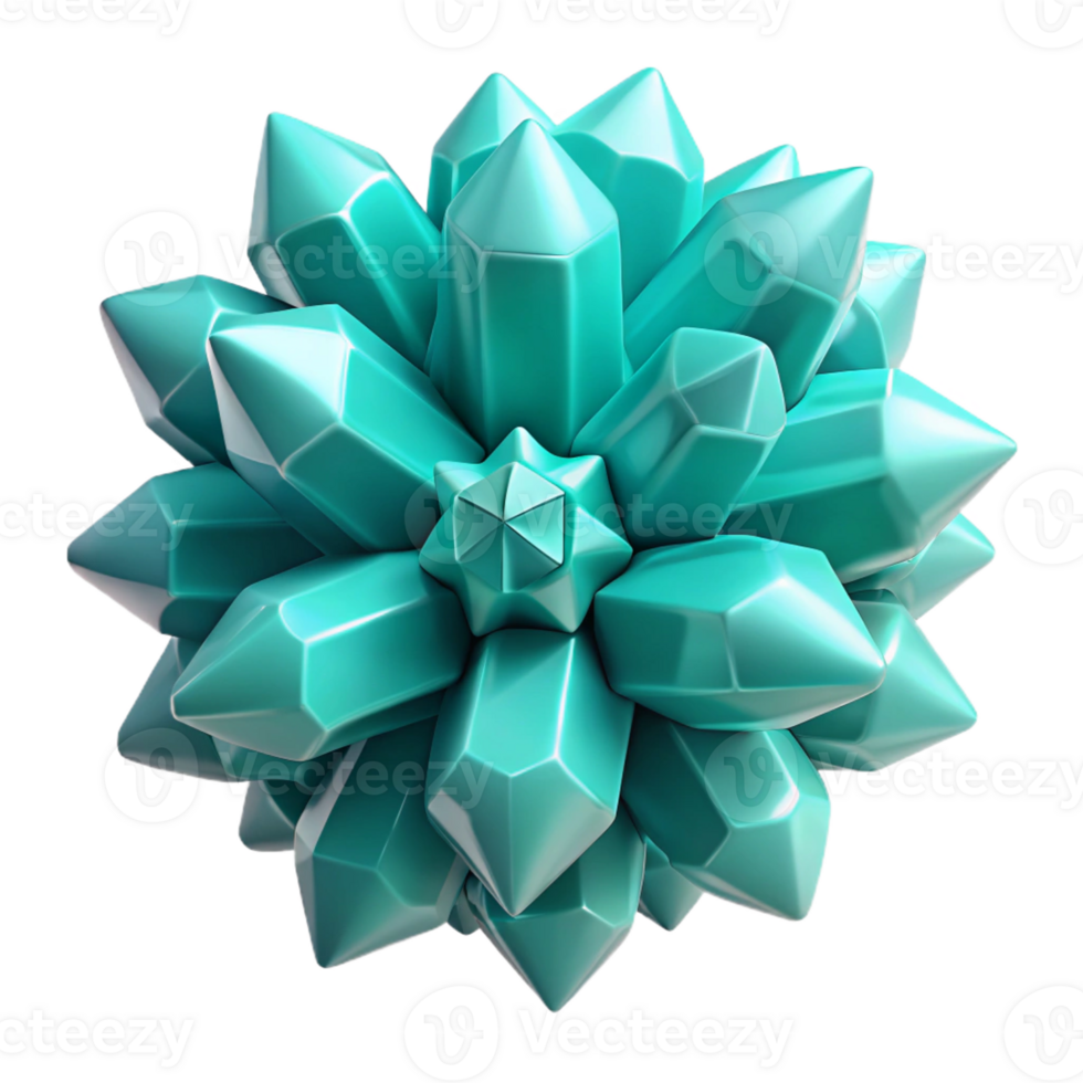 magnificent modern A cluster of crystalline structures, radiating a soft, internal glow of turquoise, geometric abstract, low-poly style, premium png