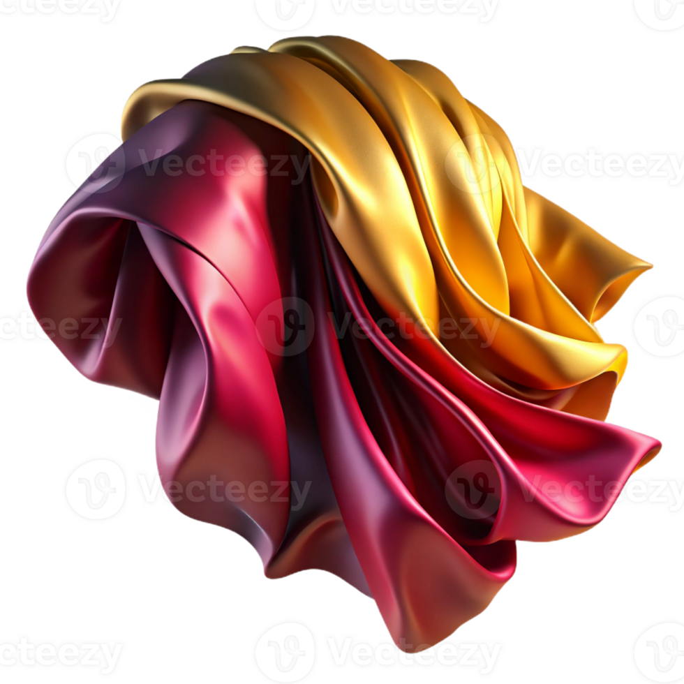 dramatic contemporary A digital rendering of flowing fabric, in shades of crimson and gold, illuminated by a dramatic, chiaroscuro lighting, Baroque style, professional png