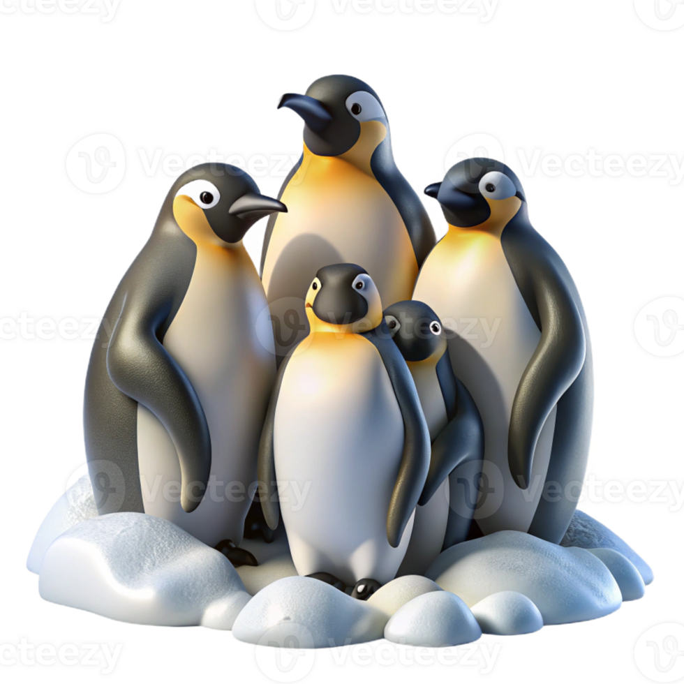 vibrant abstract A group of emperor penguins huddled together against a blizzard, stark white landscape, dramatic lighting, photorealistic style original png