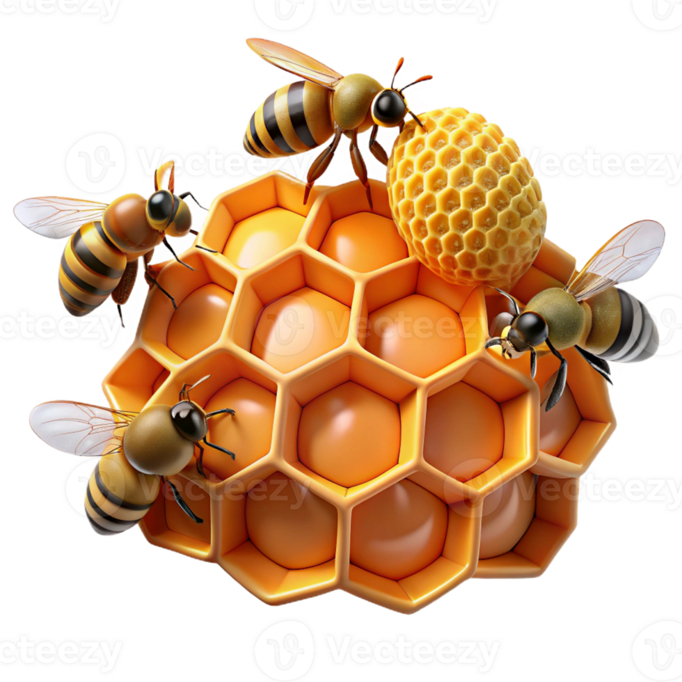 beautiful modern A swarm of honeybees buzzing around a honeycomb, intricate details, macro photography, warm lighting authentic png