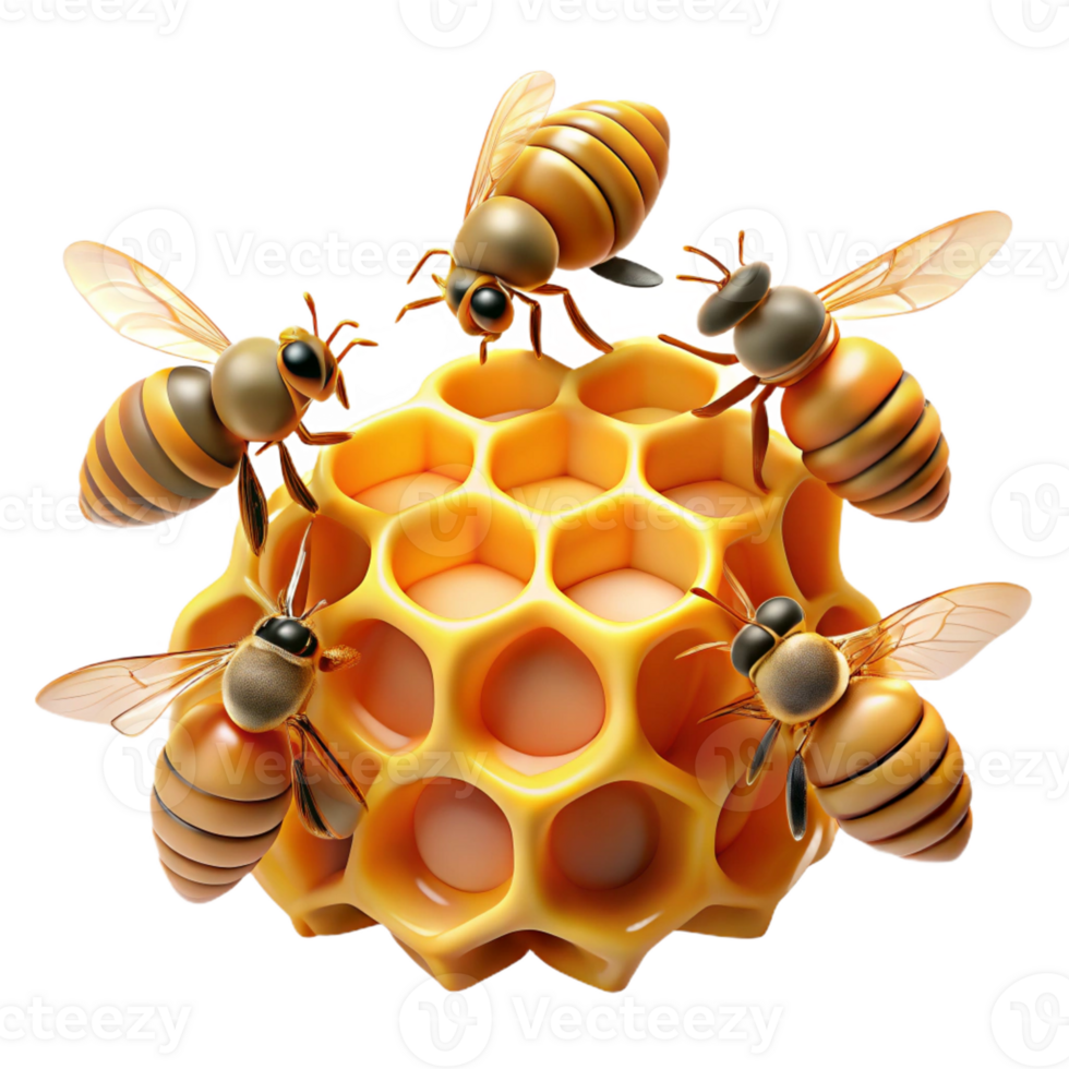 wonderful modern A swarm of honeybees buzzing around a honeycomb, intricate details, macro photography, warm lighting high resolution png
